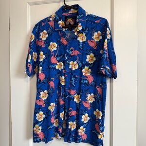 Tropical Blue Flamingo Men's Casual Shirt